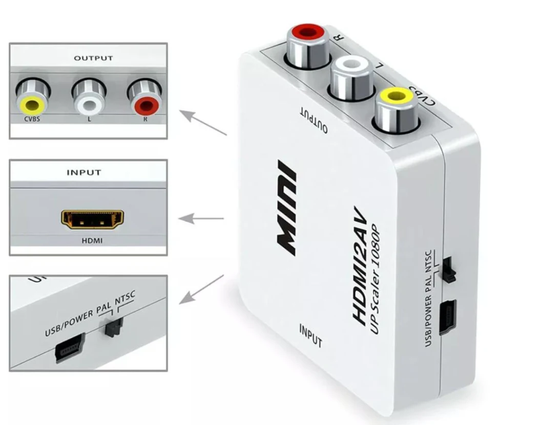 High Quality Mini HDMI to AV RCA Converter HD HDMI2AV Audio Video Converter